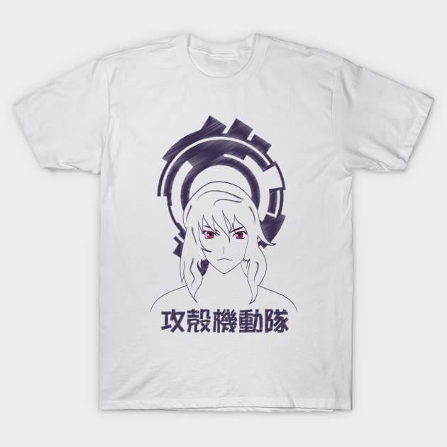 Motoko White T-Shirt by jaheira